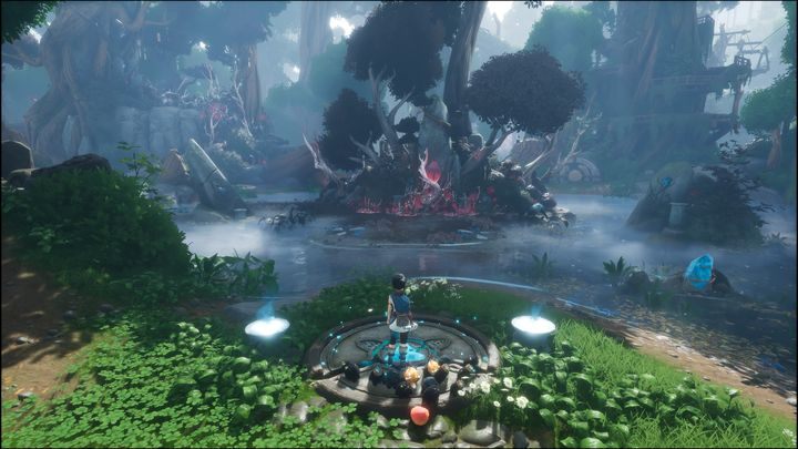 Water Shrine is located near the Wood Shrine, jump down to the lower level to see the altar - Kenas Bridge of Spirits: Taros Love - walkthrough - Walkthrough - Kena Bridge of Spirits Guide