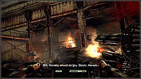 A couple seconds later the enemies will be hiding before the covers made of sand bags on the low platform - Pyrrhus Evac - p. 1 - Walkthrough - Killzone 3 - Game Guide and Walkthrough