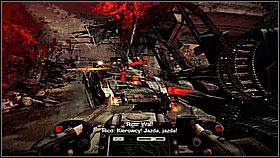 In the further part of the road, focus on the right side - you will see a broken road perpendicular to yours - Pyrrhus Evac - p. 1 - Walkthrough - Killzone 3 - Game Guide and Walkthrough