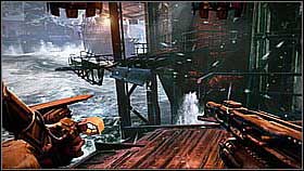 Hide behind the cylinder and shoot two jetpack enemies who will appear on the further platforms - Icy Incursion - p. 3 - Walkthrough - Killzone 3 - Game Guide and Walkthrough