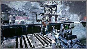 Look out while going onto the roof - you will encounter strong resistance, including a sniper on the opposite platform (shoot the barrels) - Icy Incursion - p. 4 - Walkthrough - Killzone 3 - Game Guide and Walkthrough