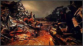 Go across the narrow footbridges [1] and afterwards up - Scrapyard Shortcut - p. 1 - Walkthrough - Killzone 3 - Game Guide and Walkthrough