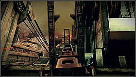 Once you get higher, hide behind the middle element and take the rocket launcher - Scrapyard Shortcut - p. 2 - Walkthrough - Killzone 3 - Game Guide and Walkthrough