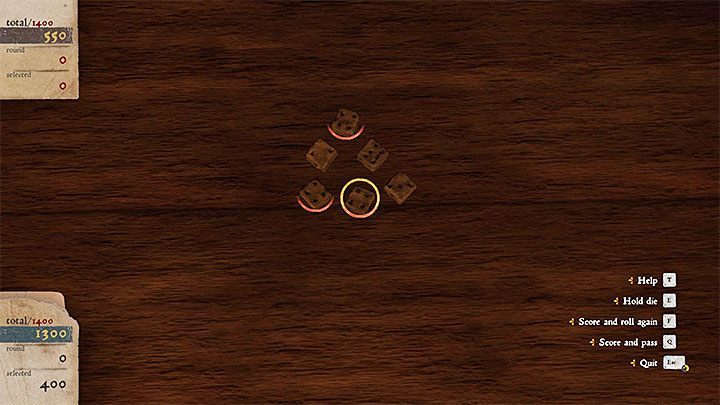 Although it might be tempting to try to get the best score possible, and the bonus cast of all dice in a round seems like a great idea to get points, the main principle of the game is - PLAY CAREFULLY - Kingdom Come Deliverance: Dice minigame - Kingdom Come Deliverance: Basics - Kingdom Come Deliverance Game Guide