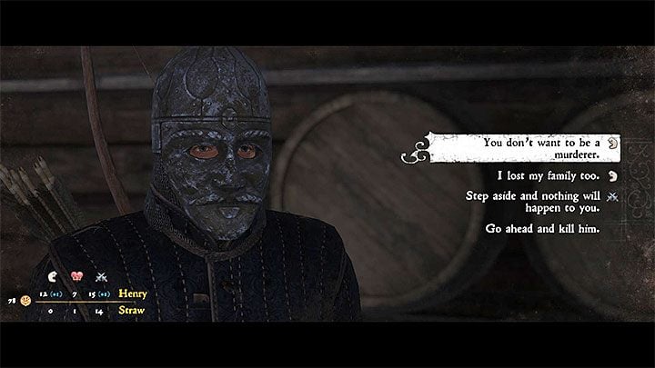 The first variant described above has another additional cut-scene that is played after you are done with interrogating the prisoner - Kingdom Come Deliverance: Questions and Answers - Kingdom Come Deliverance: Main quests - Kingdom Come Deliverance Game Guide