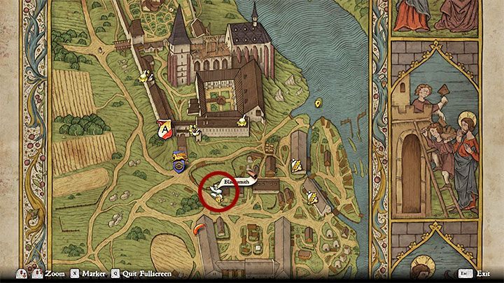 Begin by meeting three people in Sasau: the armsman Otto and the blacksmith Mikesh from the town of Sasau, and the blacksmith Zach, who lives near the Sasau monastery - Kingdom Come Deliverance: All that Glisters - Kingdom Come Deliverance: Main quests - Kingdom Come Deliverance Game Guide