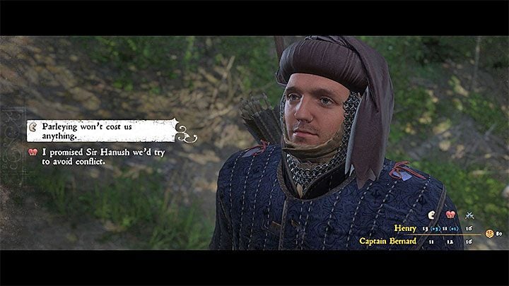 For the purpose of this option, you will have to suggest a peaceful solution to the conflict during your conversation with Bernard (second dialogue option) - Kingdom Come Deliverance: Side quests in Rattay - Kingdom Come Deliverance: Side quests - Kingdom Come Deliverance Game Guide