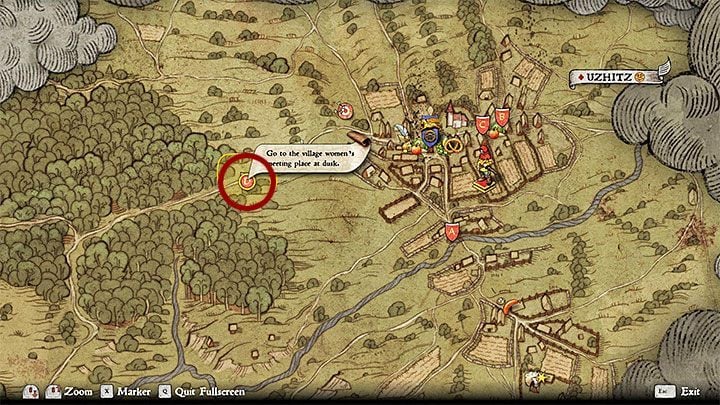 The game should add three markers on the Uzhitzs map that inform you about the locations of the women who got Gertrudes ointment - Kingdom Come Deliverance: Side quests in Uzhitz - Kingdom Come Deliverance: Side quests - Kingdom Come Deliverance Game Guide