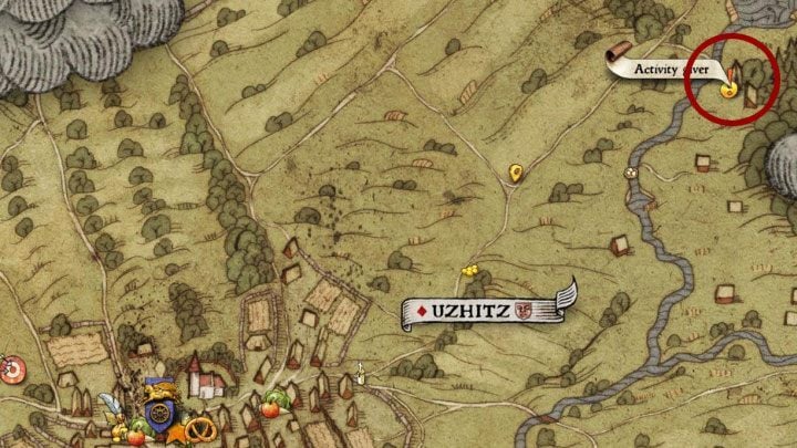 You have to visit the camp site located to the northeast of Uzhitz - its location is shown in the screenshot above - Kingdom Come Deliverance: Uzhitz activities - Kingdom Come Deliverance: Activities - Kingdom Come Deliverance Game Guide