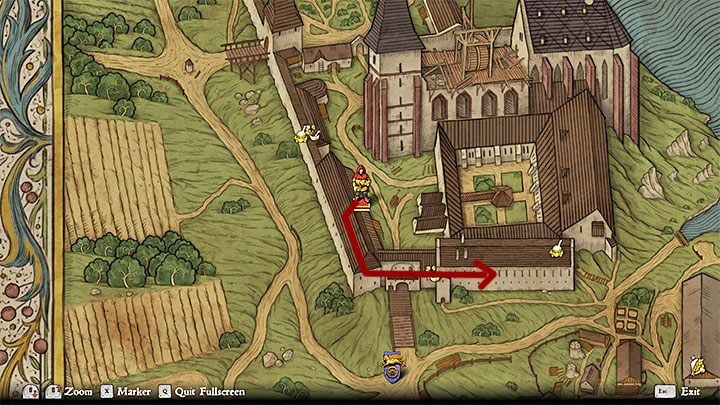 Enter the monastery from the south by crossing the draw bridge - Kingdom Come Deliverance: Where can I find the Necronomicon in Sasau Monastery? - Kingdom Come Deliverance: FAQ - Kingdom Come Deliverance Game Guide