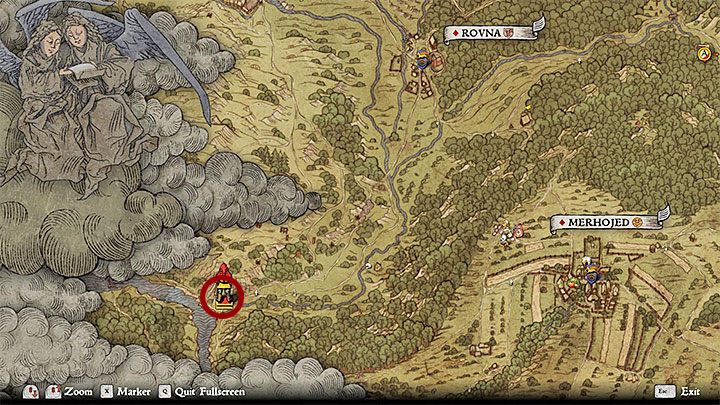 The map is very misleading because actually you have to go far to the south-west from Rovna village - Kingdom Come Deliverance: Treasure 17 - Kingdom Come Deliverance: Treasure maps - Kingdom Come Deliverance Game Guide