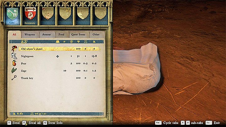 The second request is about stealing a shawl - Kingdom Come Deliverance: Inn in the Glade activities - Kingdom Come Deliverance: Activities - Kingdom Come Deliverance Game Guide