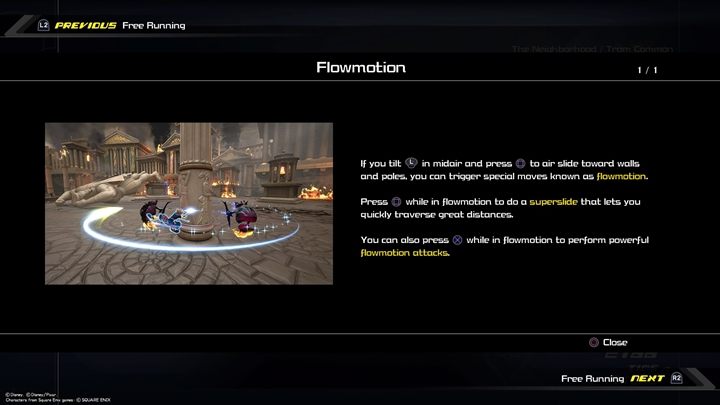 Your hero can jump on columns and rotate around them, creating a strong area attack - you can also break out at a dizzying speed to reach enemies quickly - Free Running, Flowmotion and Airstepping in Kingdom Hearts 3 - FAQ - Kingdom Hearts 3 Guide