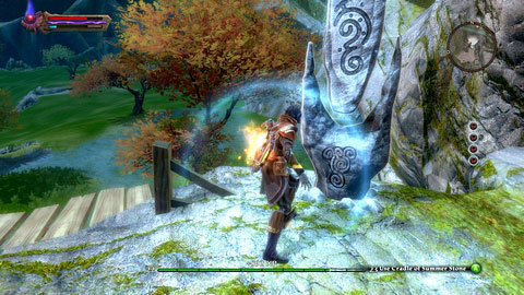 The stone can be found north of Syl, beside a small precipice - Forsaken Plain II/Cradle of Summer | Plains of Erathell Lorestones - Lorestones - Kingdoms of Amalur: Reckoning Game Guide & Walkthrough