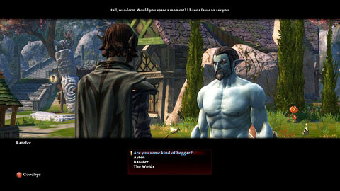 In the village of Ayten M1(1) you can find a man named Ratofer, who will ask you to sell his item to the villagers in return for a share in the profit - The Wolds - p.1 | Side missions - Side missions - Kingdoms of Amalur: Reckoning Game Guide & Walkthrough