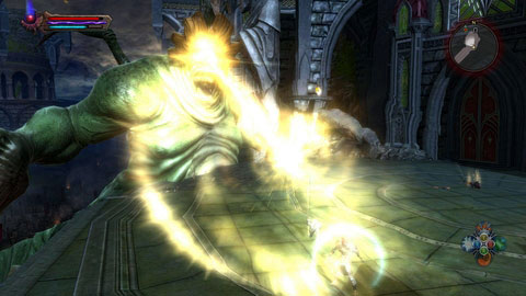 From time to time the mage will be moving onto the large monster and directing its powerful beam against you - Breaking the Siege - p. 2 | Walkthrough - Walkthrough - Kingdoms of Amalur: Reckoning Game Guide & Walkthrough