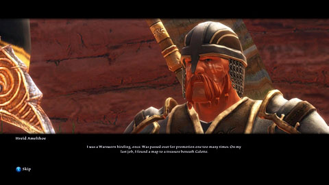 Galette M1(3) resident, Hreid Amelthoe, will ask you for help in finding a treasure - The Red Marches - p. 1 | Side missions - Side missions - Kingdoms of Amalur: Reckoning Game Guide & Walkthrough