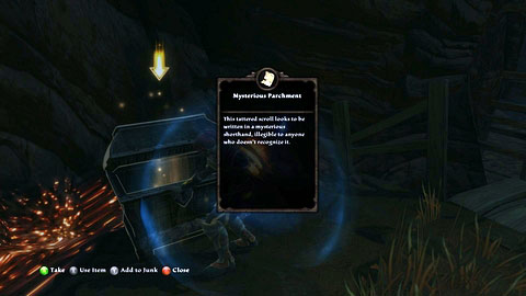 At the end of the mine youll find a chest with Mysterious Parchment inside - Apotyre - p. 2 | Side missions - Side missions - Kingdoms of Amalur: Reckoning Game Guide & Walkthrough