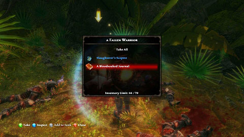 Pick up a journal which lies next to the warrior and bring it to Aedren - Cursewood - p. 1 | Side missions - Side missions - Kingdoms of Amalur: Reckoning Game Guide & Walkthrough