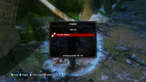 If wolf dies, go to the marked place M2(4) without him and pick up a document lying next to the corpse - The Midden | Side missions - Side missions - Kingdoms of Amalur: Reckoning Game Guide & Walkthrough