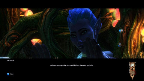 Keep going through the tunnel until you meet Fae named Taibreah - Drowned Forest - p. 1 | Side missions - Side missions - Kingdoms of Amalur: Reckoning Game Guide & Walkthrough