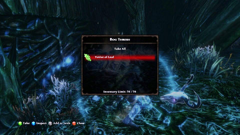 Votive of Leaf can be found at the copse of Bog Thresha - Drowned Forest - p. 4 | Side missions - Side missions - Kingdoms of Amalur: Reckoning Game Guide & Walkthrough