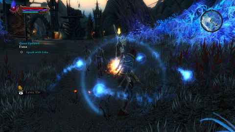 After leaving the cave, talk to Esha and end the mission - Shadow Pass | Side missions - Side missions - Kingdoms of Amalur: Reckoning Game Guide & Walkthrough