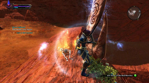 The last stone stand on the edge of the abyss in the north-eastern corner of the location - The Red Marches | Detyre, Klurikon and Alabastra Lorestones - Lorestones - Kingdoms of Amalur: Reckoning Game Guide & Walkthrough