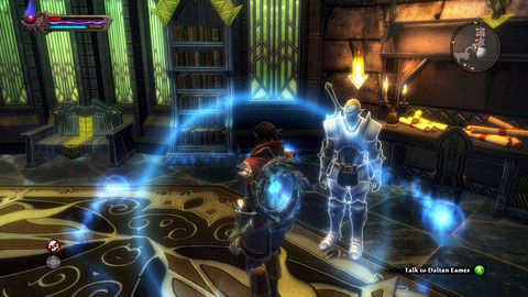 After obtaining the liquid, head to the Officers Hall M6(11) and speak with Daltan Eames there - Rathir - p.2 | Side missions - Side missions - Kingdoms of Amalur: Reckoning Game Guide & Walkthrough