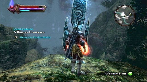 On a rock nearby the entrance to Splitrock Depths - Kingdoms of Amalur Reckoning: Haxhi, Dalentarth - Lorestones - Lorestones - Kingdoms of Amalur: Reckoning Game Guide & Walkthrough