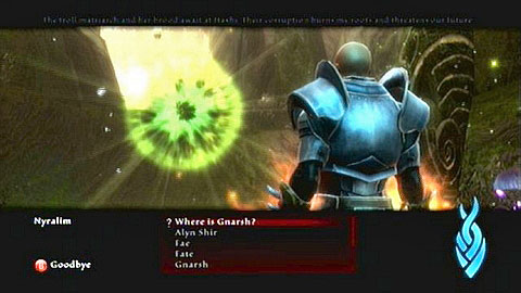 The ancient creature will tell you to kill the Troll leader, Gnarsh - Kingdoms of Amalur Reckoning: Old Friends, New Foes - Walkthrough - Walkthrough - Kingdoms of Amalur: Reckoning Game Guide & Walkthrough