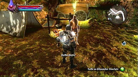 Nearby Shieldering Keep you will find a man pretending to be Oleandrer Sinclair - Kingdoms of Amalur Reckoning: Odarath II, p. 1 - Walkthrough - Side missions - Kingdoms of Amalur: Reckoning Game Guide & Walkthrough