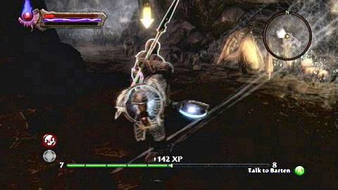 The man is fighting a group of spiders at the end of the tunnel - Kingdoms of Amalur Reckoning: Webwood, p. 1 - Walkthrough - Side missions - Kingdoms of Amalur: Reckoning Game Guide & Walkthrough