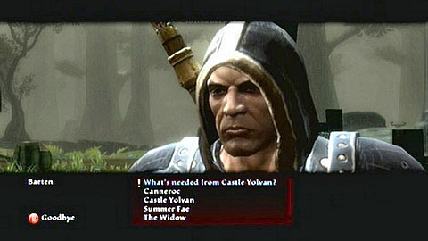 After completing A Tangled Web, Barter/Garaner will ask you to head to Castle Yolvan , where you might find a way of getting rid of the spiders - Kingdoms of Amalur Reckoning: Webwood, p. 1 - Walkthrough - Side missions - Kingdoms of Amalur: Reckoning Game Guide & Walkthrough