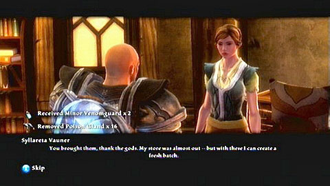 In return you will receive two Venom Guard potions which decrease poison damage - Kingdoms of Amalur Reckoning: Webwood, p. 2 - Walkthrough - Side missions - Kingdoms of Amalur: Reckoning Game Guide & Walkthrough