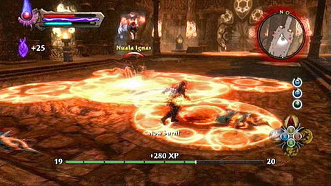 Start off by eliminating the Sorceress minions as fast as possible, while avoiding the fire projectiles that she launches - Kingdoms of Amalur Reckoning: Ysa, p. 3 - Walkthrough - Side missions - Kingdoms of Amalur: Reckoning Game Guide & Walkthrough