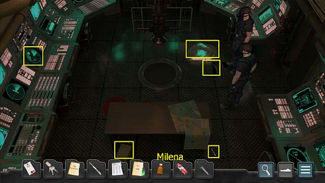 When two mercenaries appear, pick up a pen lying on the floor close to the table - Chapter 5: The arrival of the Balakovo - Undercover Missions: Operation Kursk K-141 - Game Guide and Walkthrough