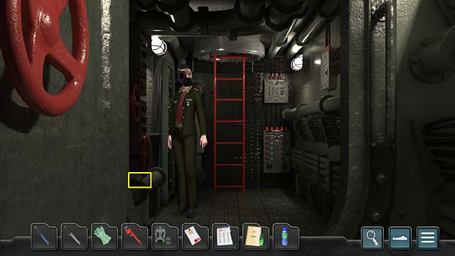Go to the hallway hatch, where take work gloves from the pipe on the bottom left - Chapter 6: The emergency alarm - Undercover Missions: Operation Kursk K-141 - Game Guide and Walkthrough