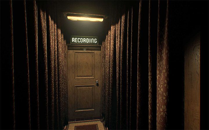 You have to make the first decision shortly after you arrive to the Records Room - youll recognize it by Recording inscription on the door - First choice | Layers of Fear 2 walkthrough - Act 1 - The Unmooring - Layers of Fear 2 Guide