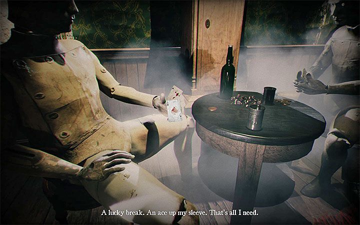 Approach the two mannequins playing cards - Bedroom | Layers of Fear 2 walkthrough - Act 3 - Bloody Roots - Layers of Fear 2 Guide