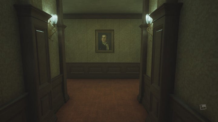 Follow the path indicated by the game until you reach a hall branching into 3 corridors - Layers of Fear 2023: Act 1 Painters Story - Walkthrough - Layers of Fear 2023 Guide