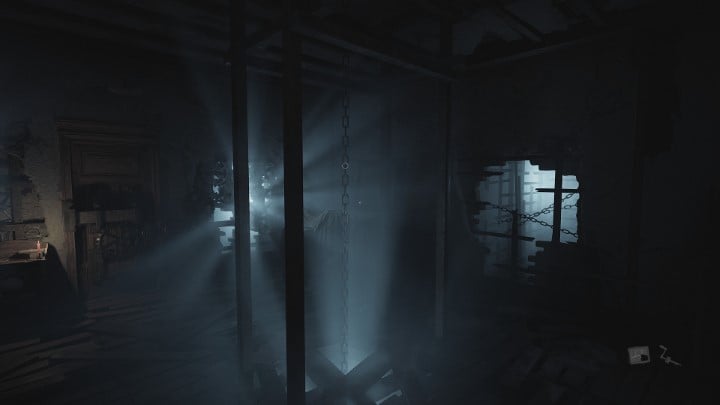In the room with the chain, start pulling the chain down - Layers of Fear 2023: Act 1 Painters Story - Walkthrough - Layers of Fear 2023 Guide