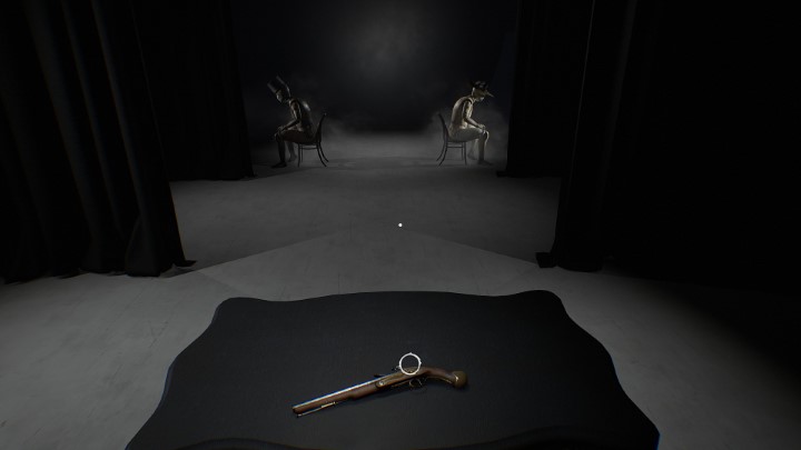 After you enter the room with the manequinns, you'll have to choose which mannequin to shoot - Layers of Fear 2023: Actors Story - Walkthrough - Layers of Fear 2023 Guide