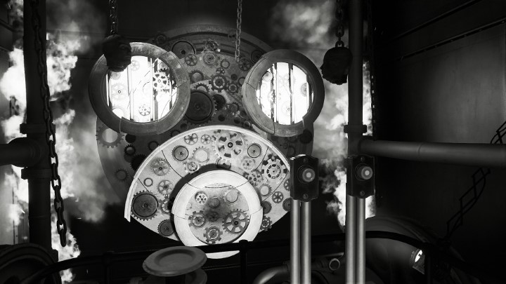 In the machine room, your task is to create a pattern consisting of 3 rings and an arch - Layers of Fear 2023: Actors Story - Walkthrough - Layers of Fear 2023 Guide