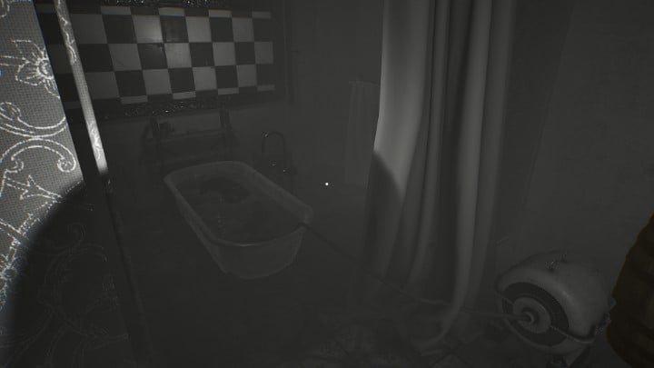In the room with the bathtub, place the cable ending inside the tub - Layers of Fear 2023: Actors Story - Walkthrough - Layers of Fear 2023 Guide