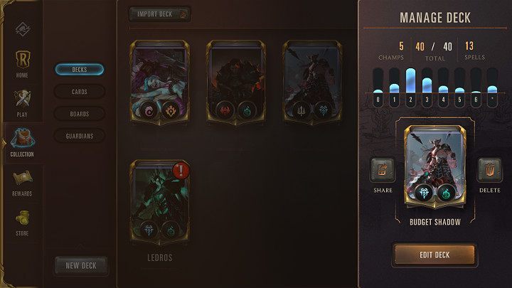 At the beginning you have to decide which Regions to include in your deck - you can use at least 1 region, but not more than 2 - Building a deck in Legends of Runeterra - Basics - Legends of Runeterra Guide