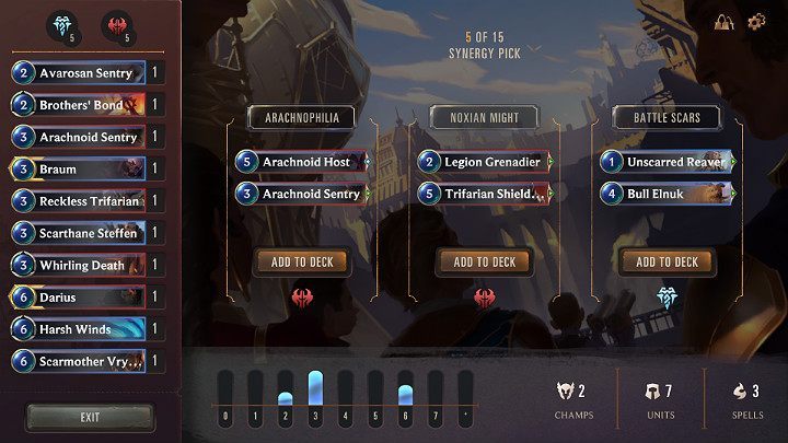 Unlike the Champions selection rounds, Synergy Pick and Wild Pick are limited to a set of 2 cards - Expeditions game mode in Legends of Runeterra - Game modes - Legends of Runeterra Guide