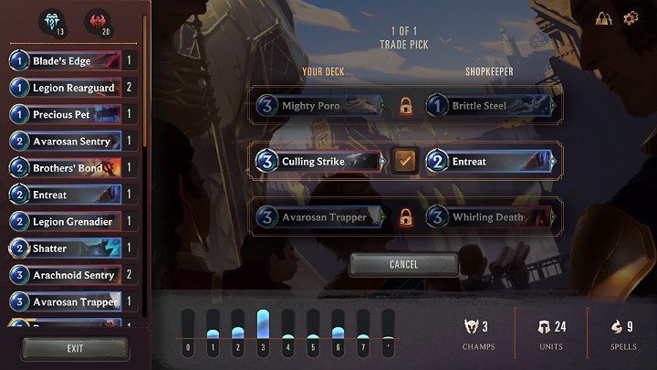After each victory you can decide whether you want to exchange randomly selected cards from your deck for other cards - Expeditions game mode in Legends of Runeterra - Game modes - Legends of Runeterra Guide