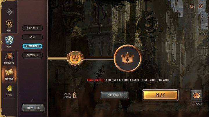 The last, seventh battle is a bit different from the others because you have only one chance to win here - Expeditions game mode in Legends of Runeterra - Game modes - Legends of Runeterra Guide