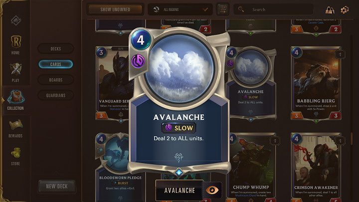 Slow spells are relatively slow - this means that their effect is not immediately triggered and they will take effect after one turn - Spells in Legends of Runeterra - Types of cards - Legends of Runeterra Guide